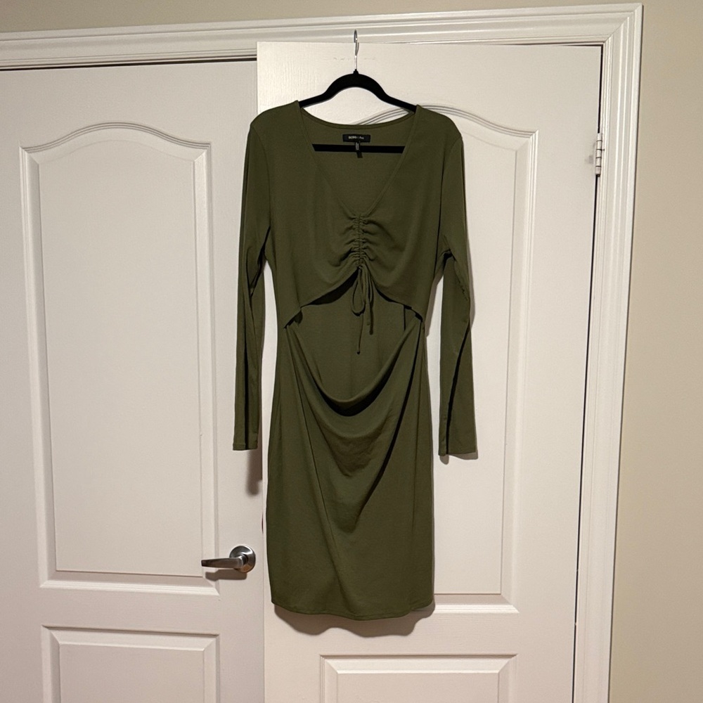 BCBG Olive Long Sleeve Dress with Ruched Detail